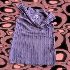 Armani Collezioni Size 4 Purple Ribbed Off Shoulder Tank